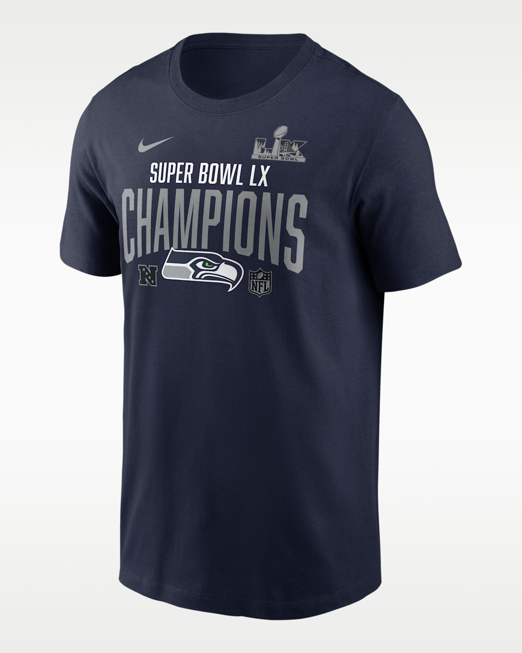 Playera Nike de la NFL para hombre Seattle Seahawks Super Bowl LX Champions Going Yard - Azul marino universitario