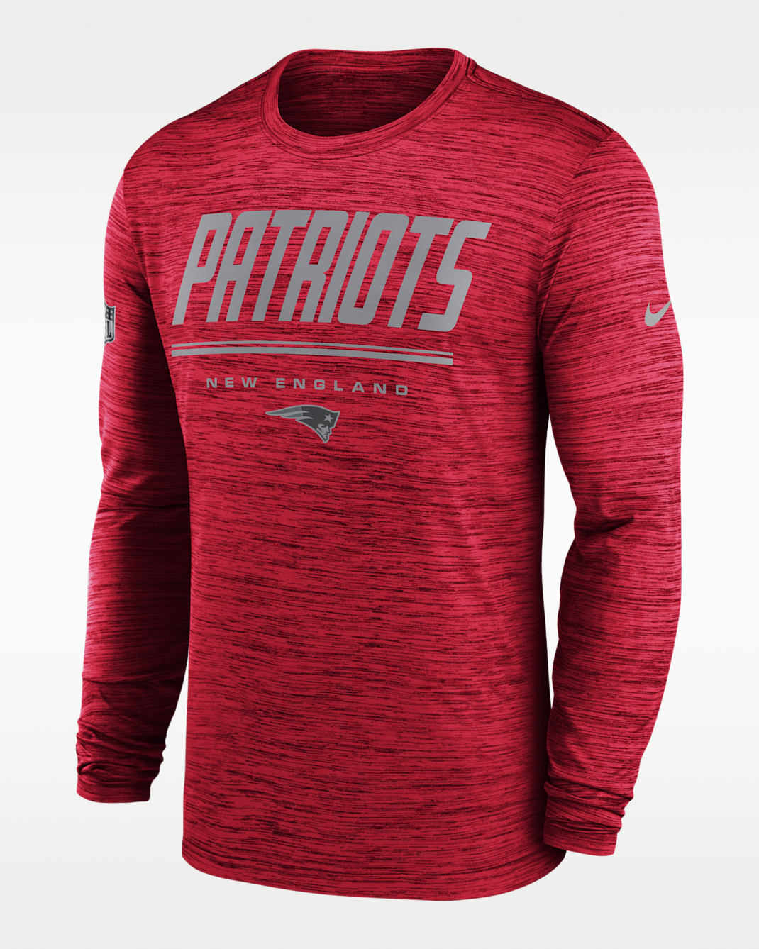 New England Patriots Sideline Team Issue Velocity Men's Nike Dri-FIT NFL Long-Sleeve T-Shirt - Red