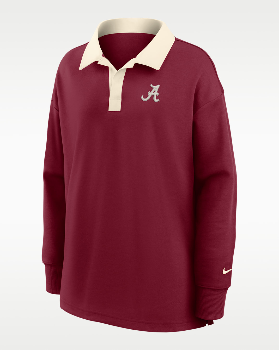 Polo de manga larga Nike Dri-FIT oversized para mujer Alabama Academic - Carmesí/Natural