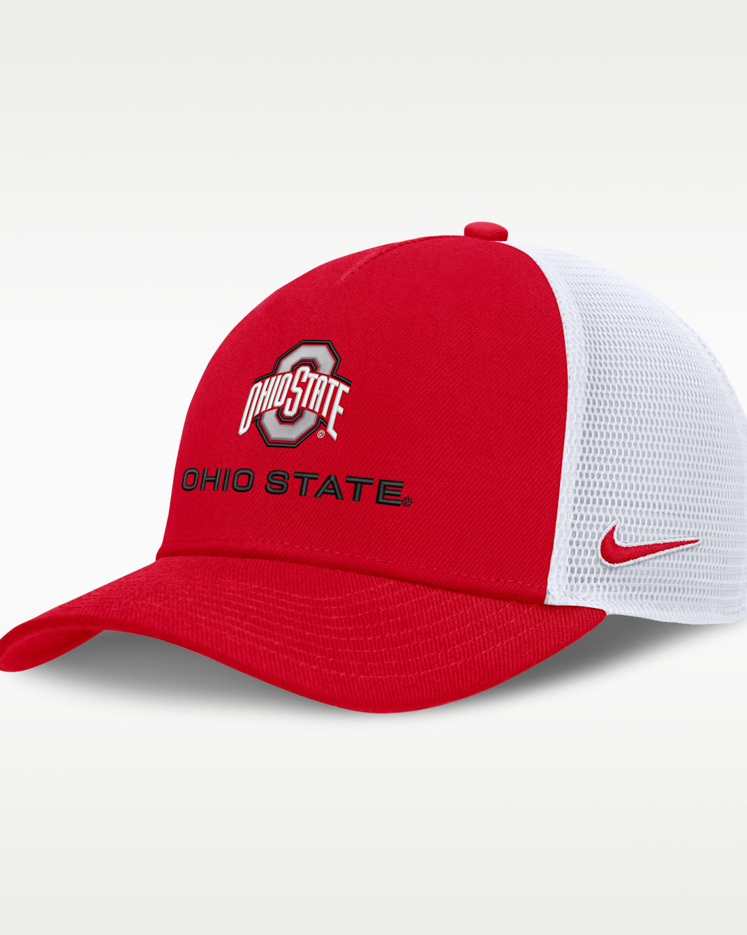 Ohio State Sideline Rise Gameday Men's Nike College Trucker Adjustable Hat - University Red/White