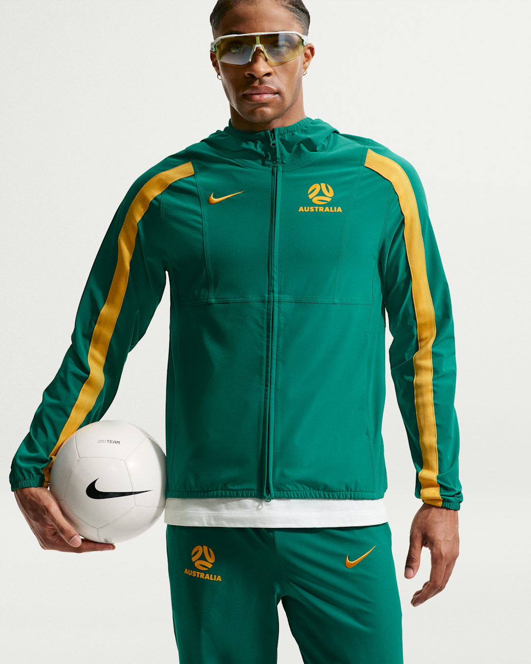 Australia Energy Men's Nike Dri-FIT Soccer Woven Jacket - Mystic Green/Sport Gold