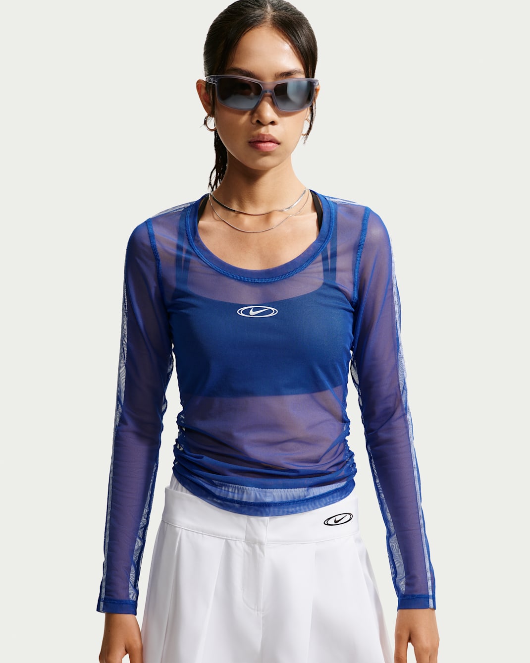 Nike Sportswear Women's Slim Long-Sleeve Sheer Top - Old Royal/White