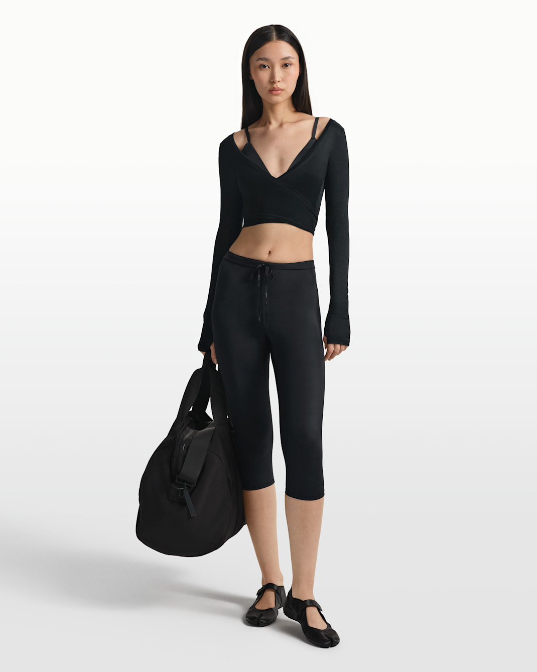 Leggings de tiro alto de 43 cm con cordón de ajuste para mujer NikeSKIMS Shine - NSKM OBSIDIAN