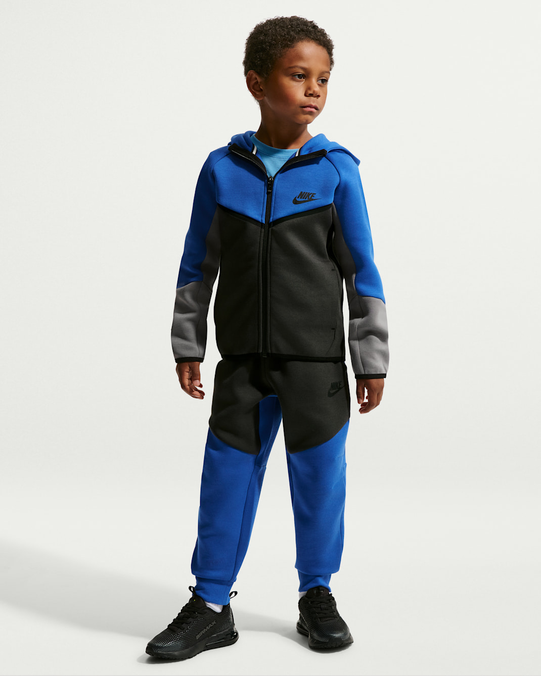 Conjunto de 2 piezas de sudadera de cierre completo Tech Fleece para niños talla pequeña Nike Sportswear - Royal juego
