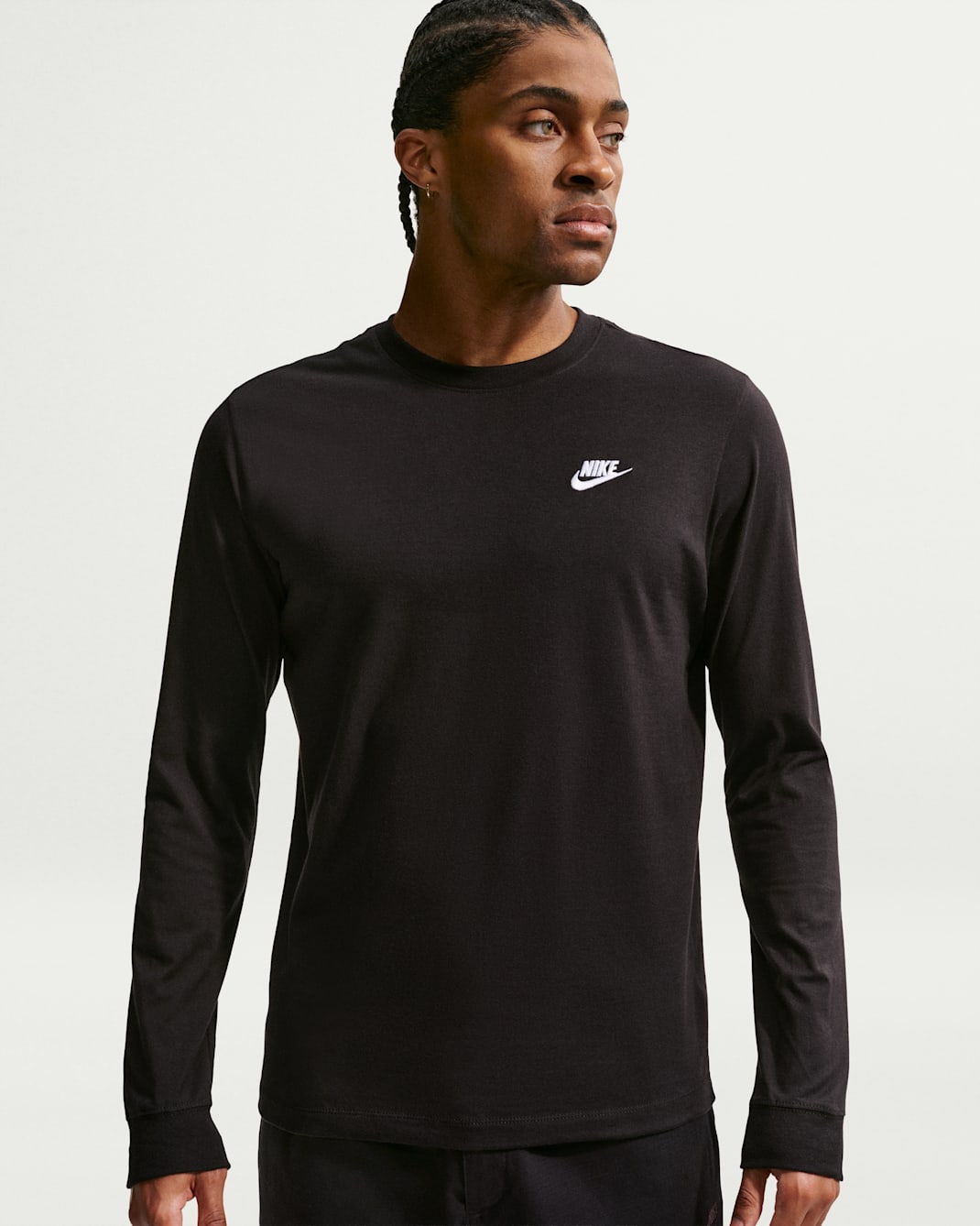 Nike Sportswear Club Men's Long-Sleeve T-Shirt - Black/White