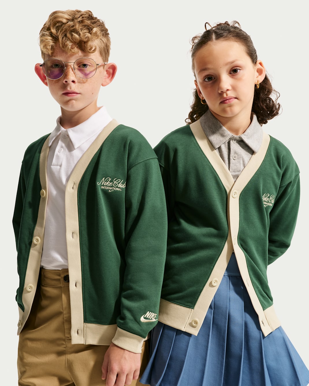 Nike Sportswear Club Big Kids' Cardigan - Fir/Sanddrift/Sanddrift