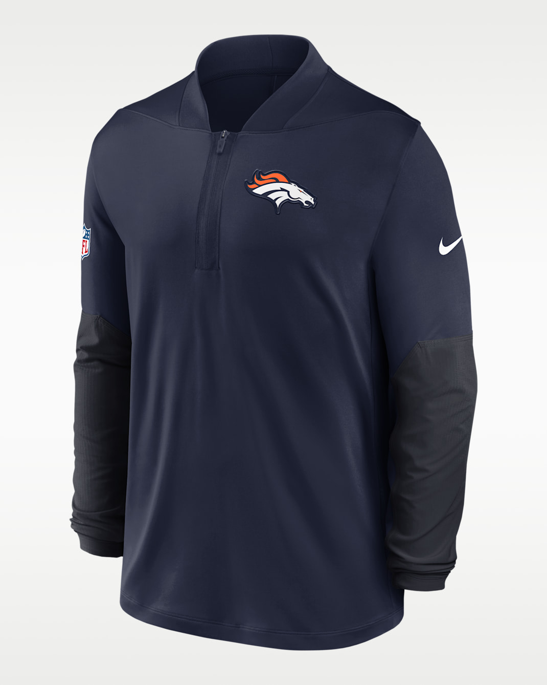 Denver Broncos Feel The Pressure Men's Nike Dri-FIT NFL 1/2-Zip Top - Navy