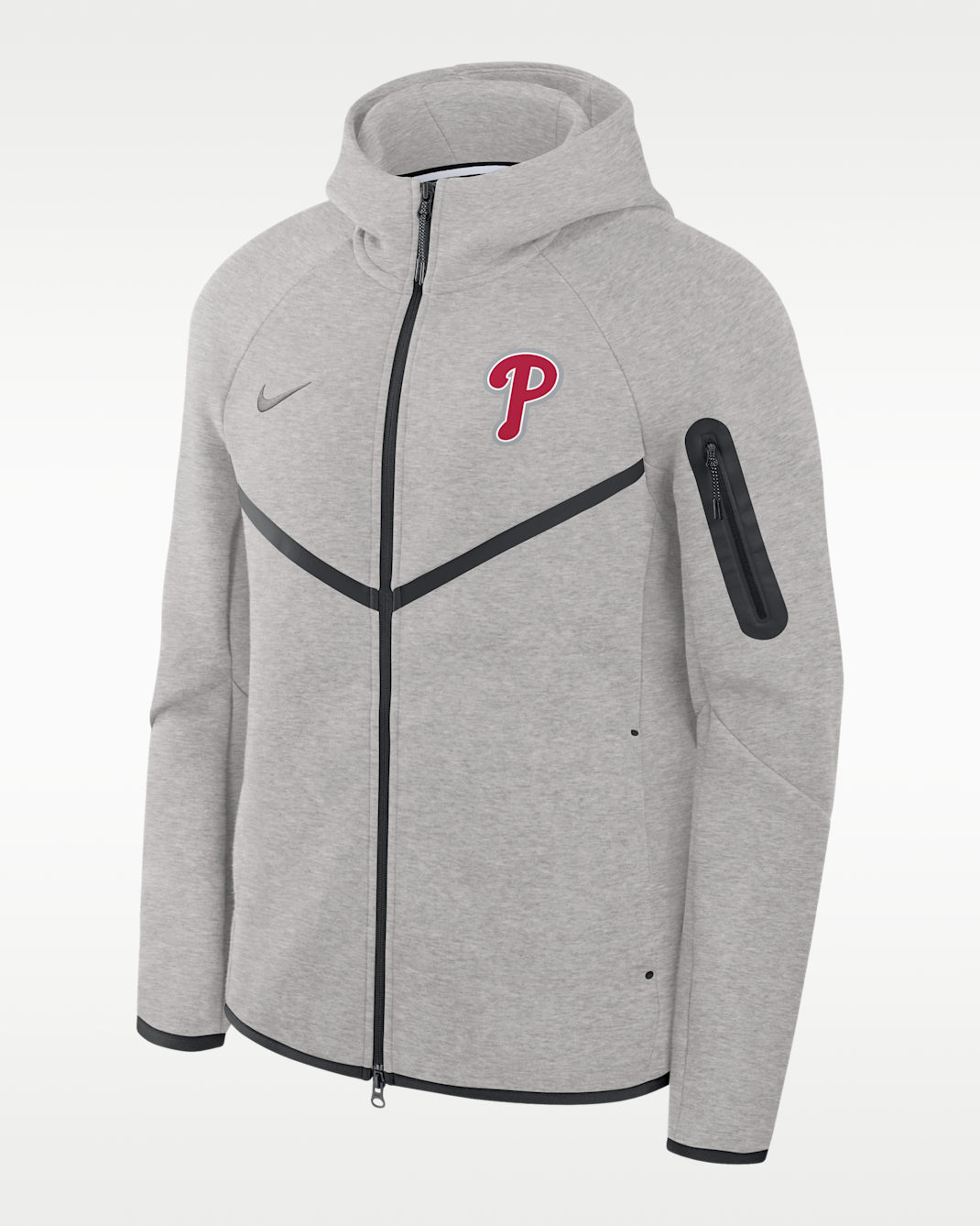 Philadelphia Phillies Tech Fleece Windrunner Men's Nike MLB Full-Zip Hooded Jacket - Dark Grey Heather