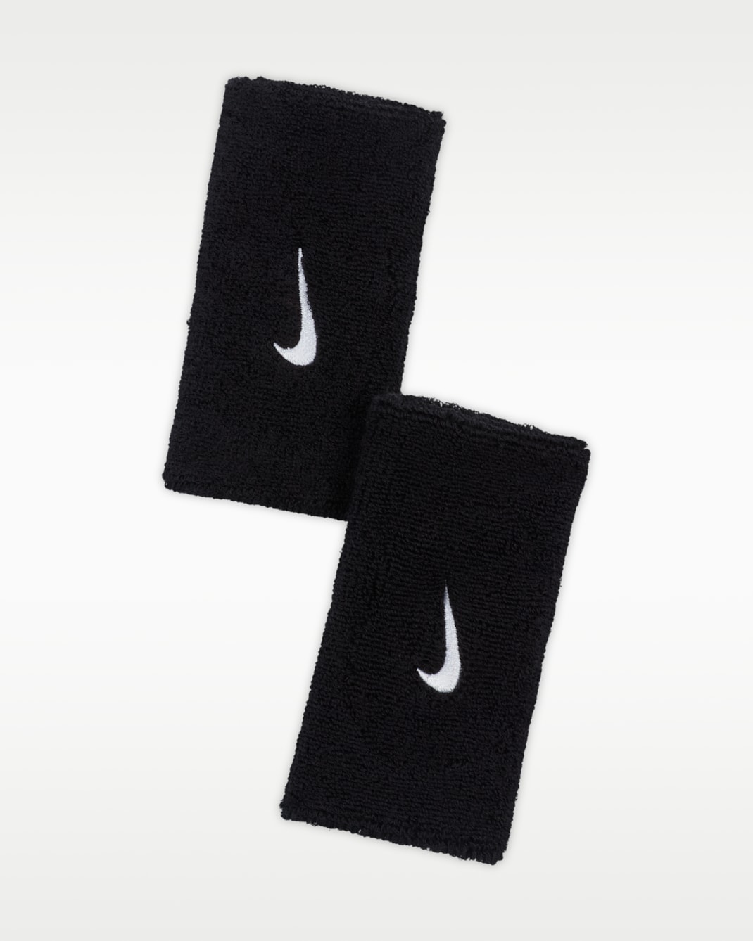 Nike Swoosh Double-Wide Wristbands 2.0 (2-Pack) - Black/White