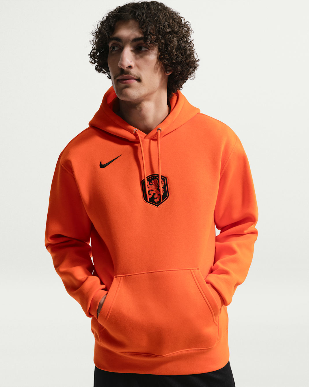 Netherlands Club Men's Nike Soccer Pullover Hoodie - Safety Orange/Black