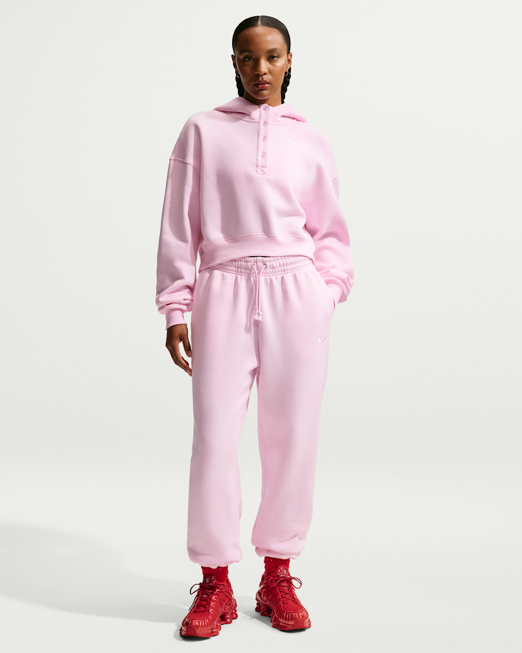 Pantalon de survêtement oversize à taille haute Nike Sportswear Phoenix Fleece pour Femme - Pink Foam/Sail