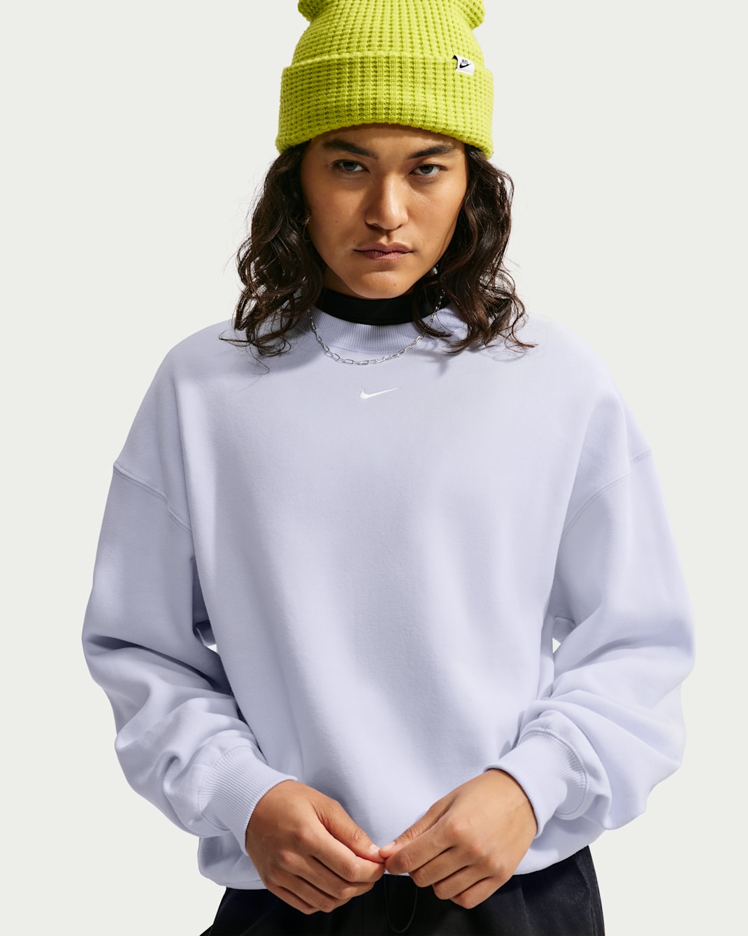 Nike Studio Fleece Medium Weight Women's Oversized Crew-Neck Sweatshirt - Palest Purple/Sail