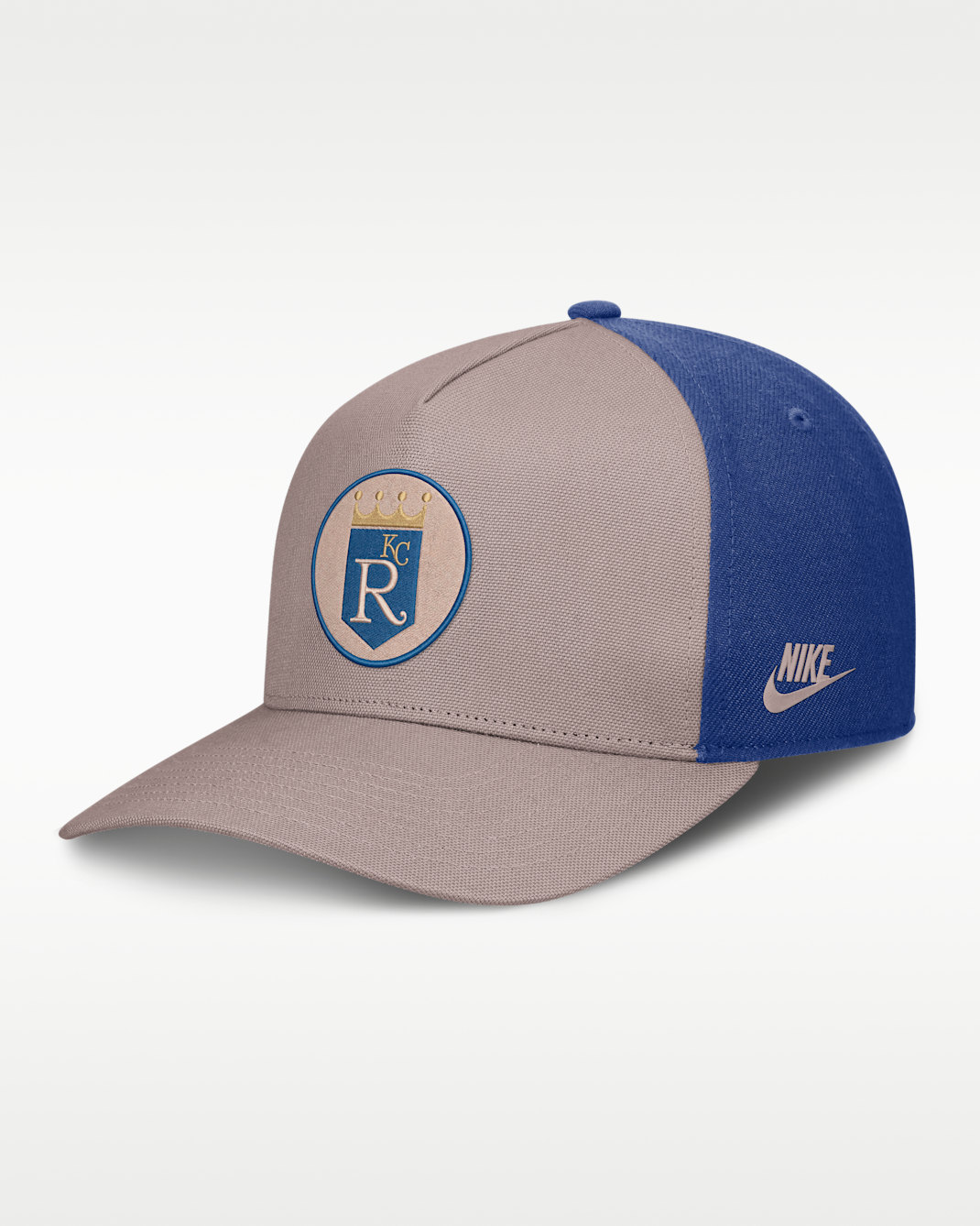 Gorra Nike de la MLB ajustable con estructura A-Frame para hombre Kansas City Royals Cooperstown Rise - Café claro leyenda/Azul