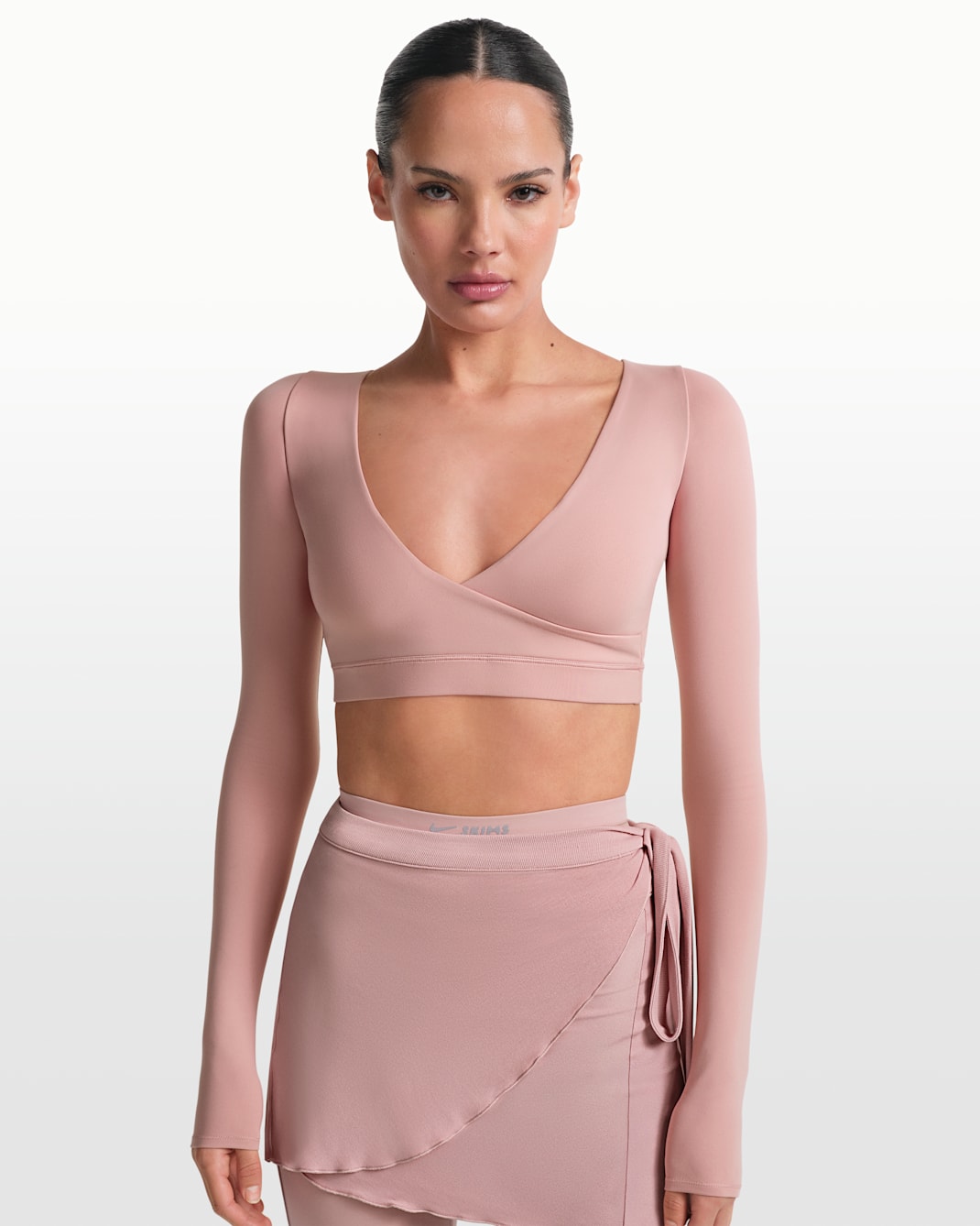 Dámský top NikeSKIMS Matte s dlouhým rukávem a překříženým střihem - NSKM HIMALAYAN