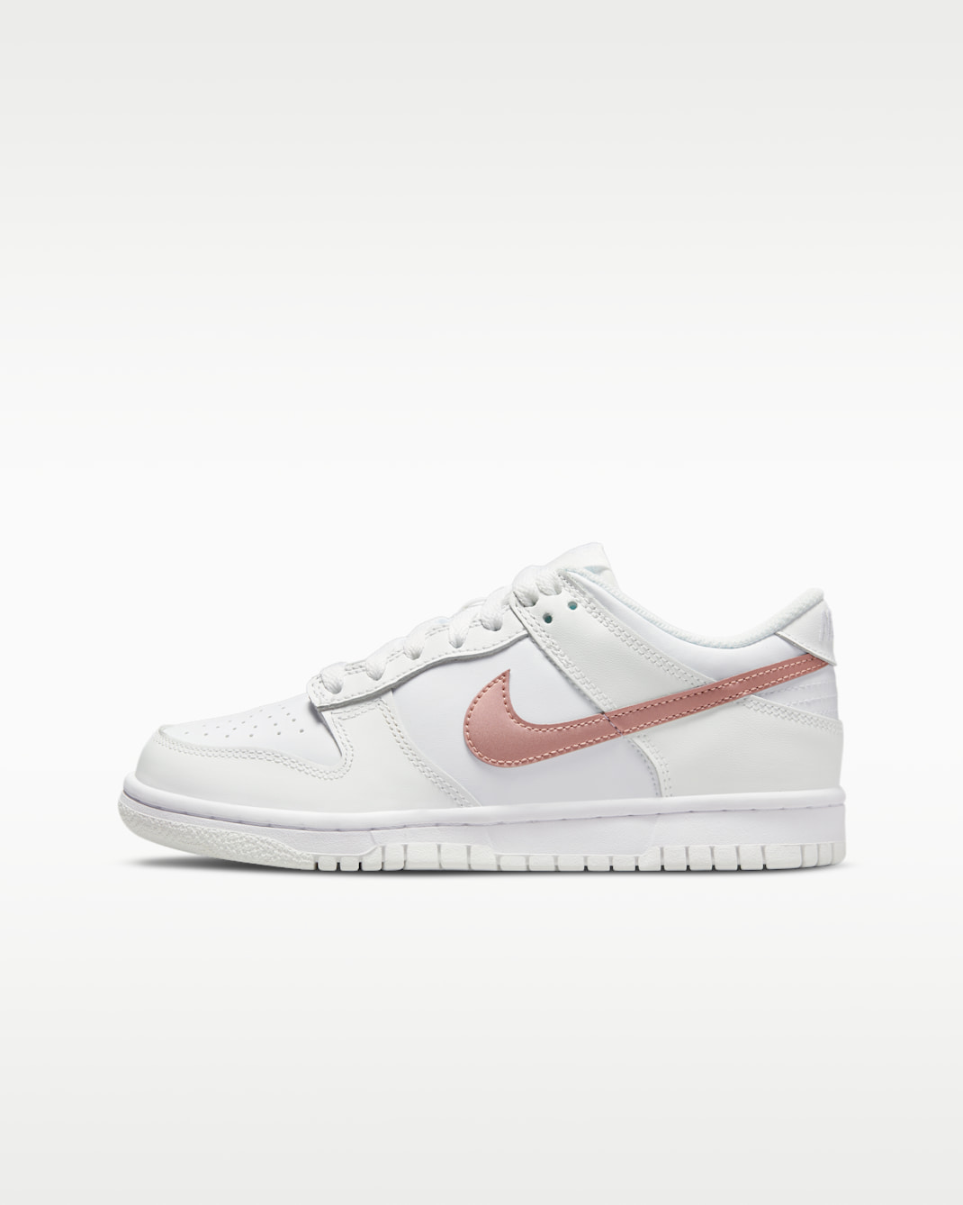 Nike Dunk Low Older Kids' Shoes - White/Summit White/Metallic Red Bronze