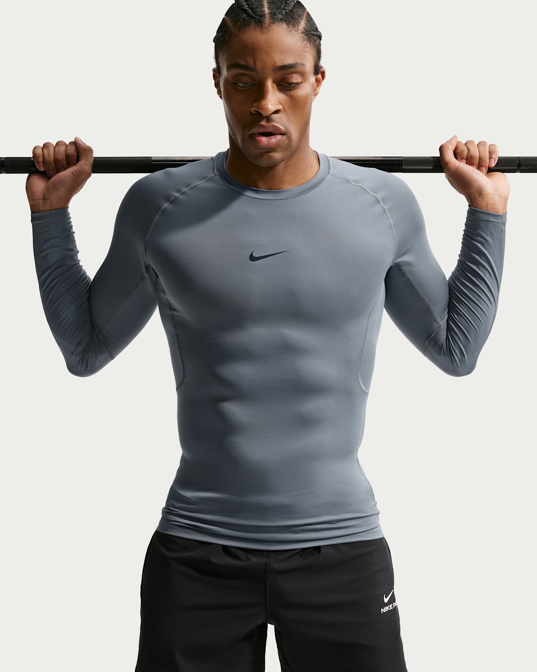 Nike Pro Men's Dri-FIT Tight Long-Sleeve Fitness Top - Smoke Grey/Black