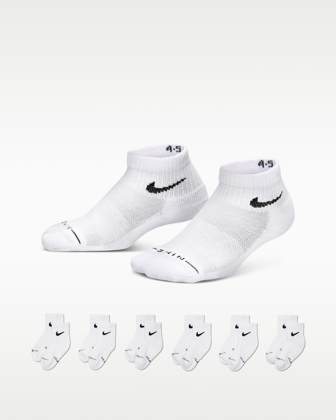 Nike Kids' Dri-FIT Elevated Everyday Ankle Socks (6 Pairs) - White