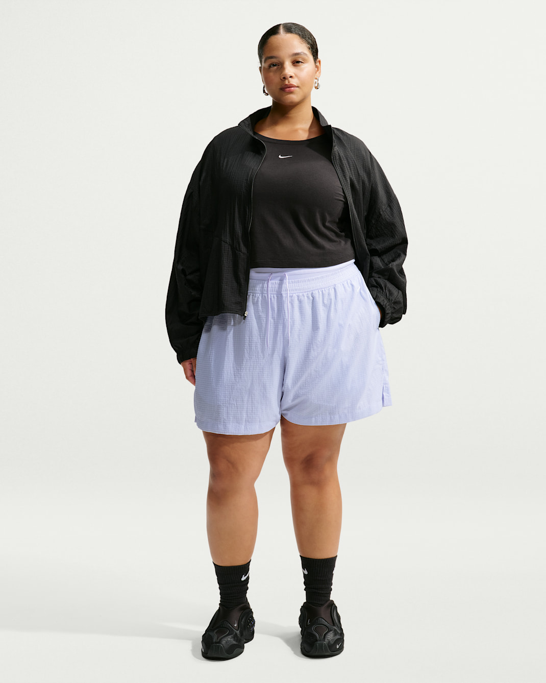 Shorts holgados de tiro alto de ripstop ligero para mujer (talla grande) Nike Sportswear - Morado muy pálido/Vela