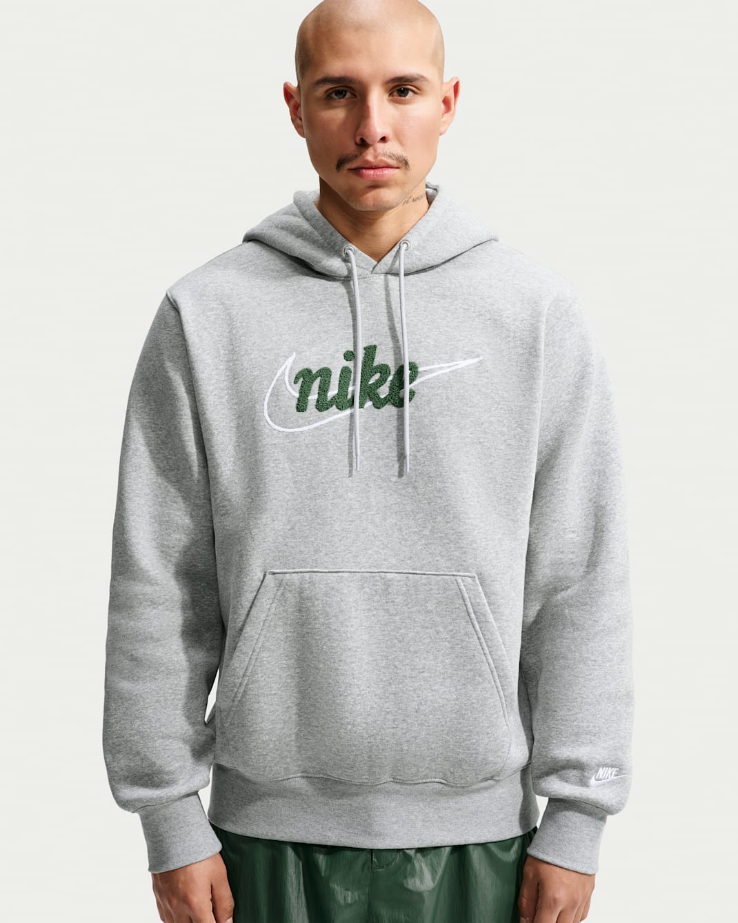 Nike Sportswear Club Men's Fleece Hoodie - Dark Grey Heather/Light Smoke Grey/Fir/White