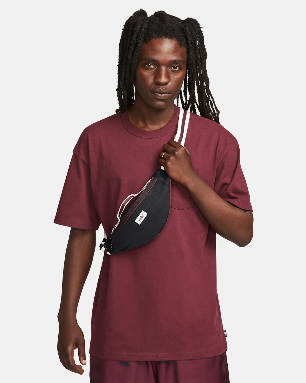 Nike Heritage Retro Hip Pack (Small, 1L) - Black/Sail/Night Maroon