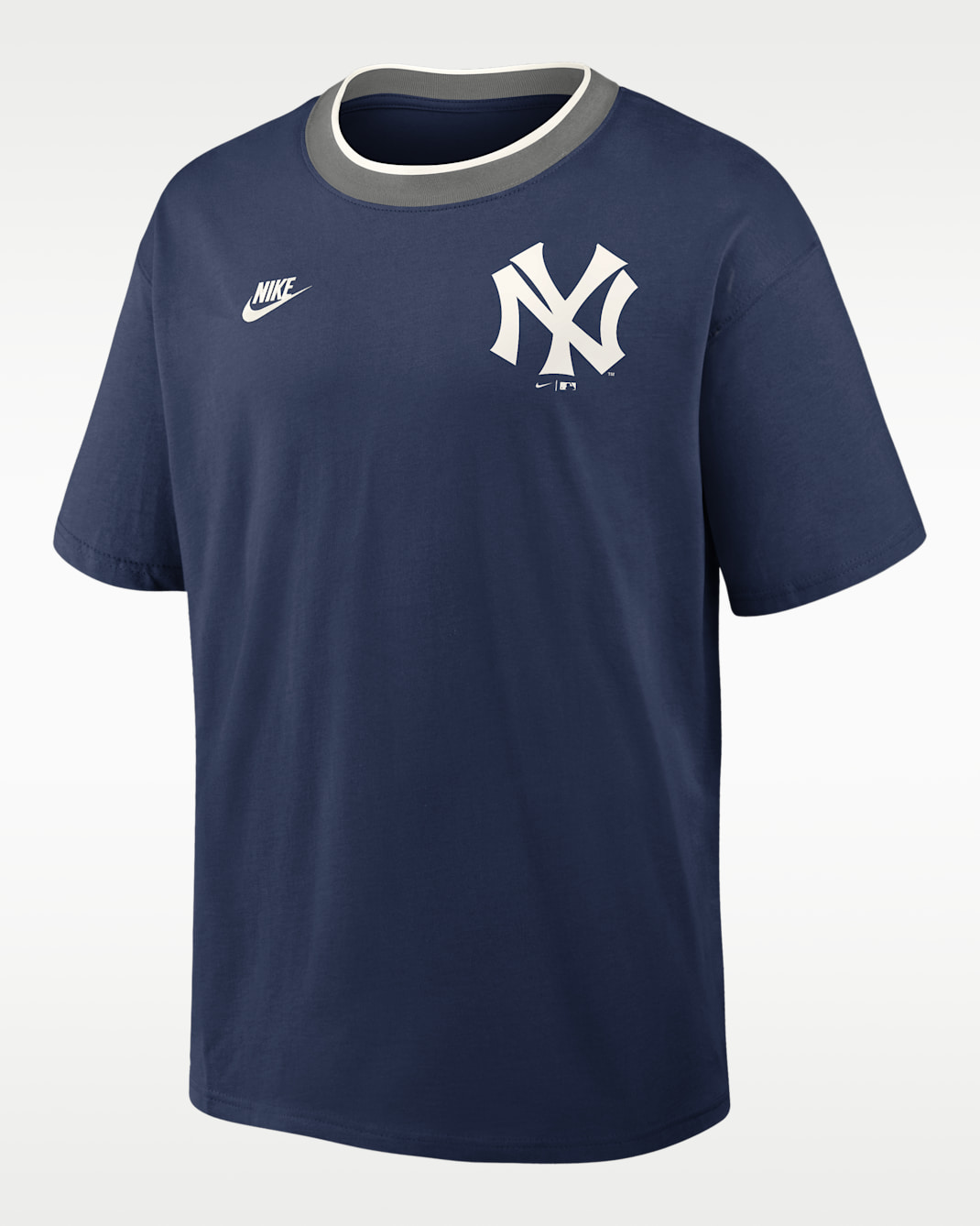 New York Yankees Cooperstown Ringer Men's Nike MLB T-Shirt - Midnight Navy/Grey