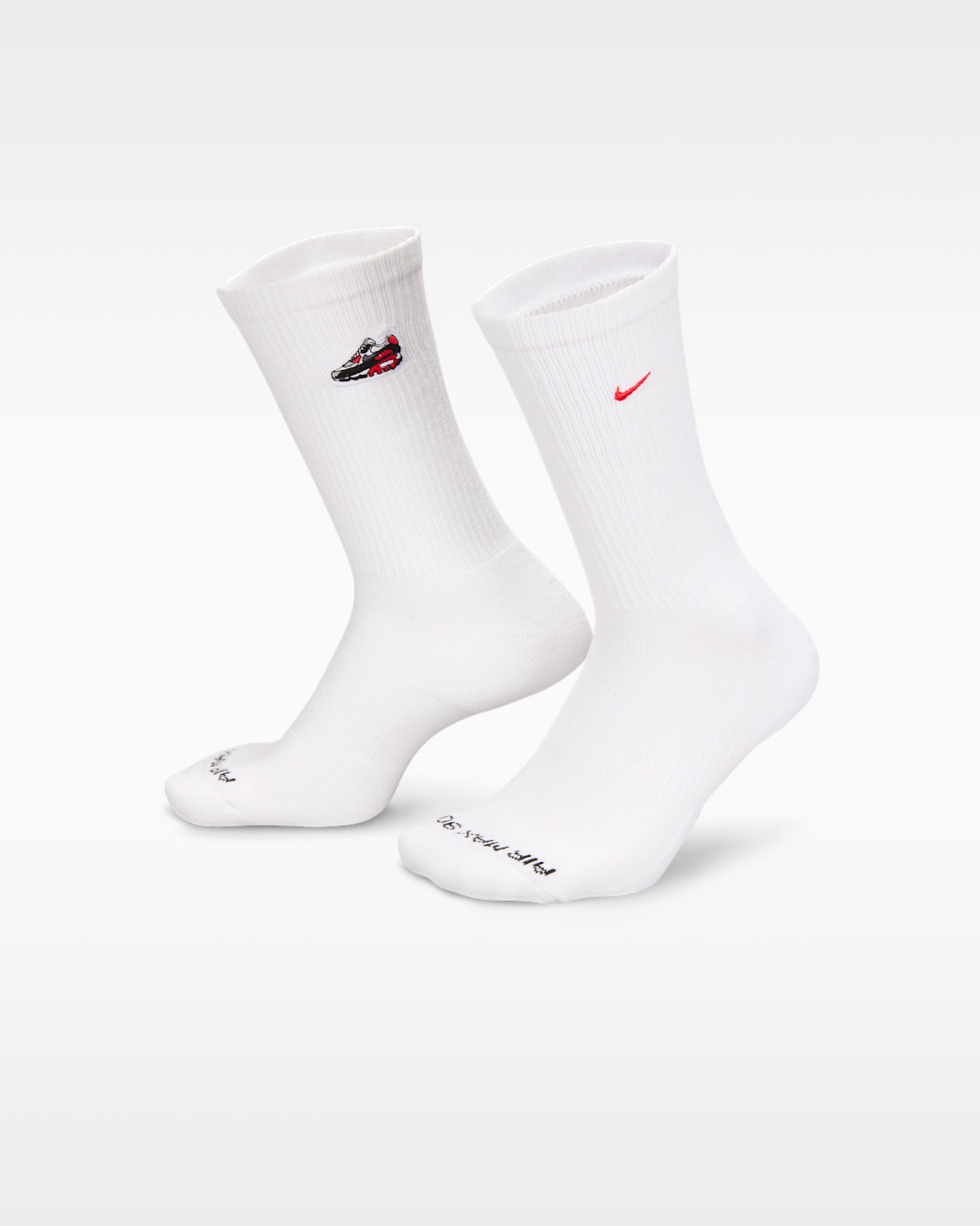 Nike Air Max 90 Everyday Plus Cushioned Crew Socks (1 Pair) - White/Bright Crimson
