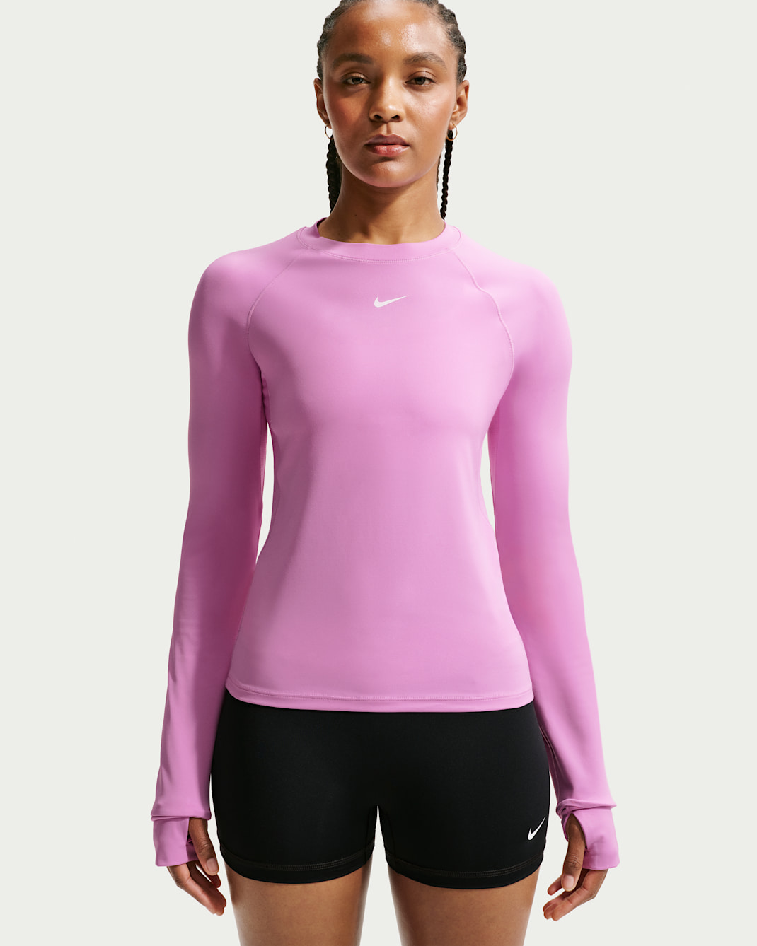 Nike Pro Women's Dri-FIT Long-Sleeve Top - Light Magenta/White