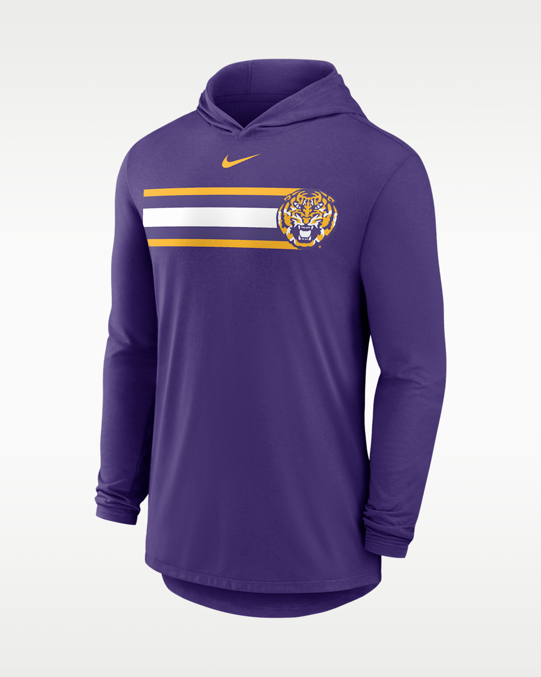 LSU Primetime Pattern Men's Nike Dri-FIT College Long-Sleeve Hooded T-Shirt - Purple