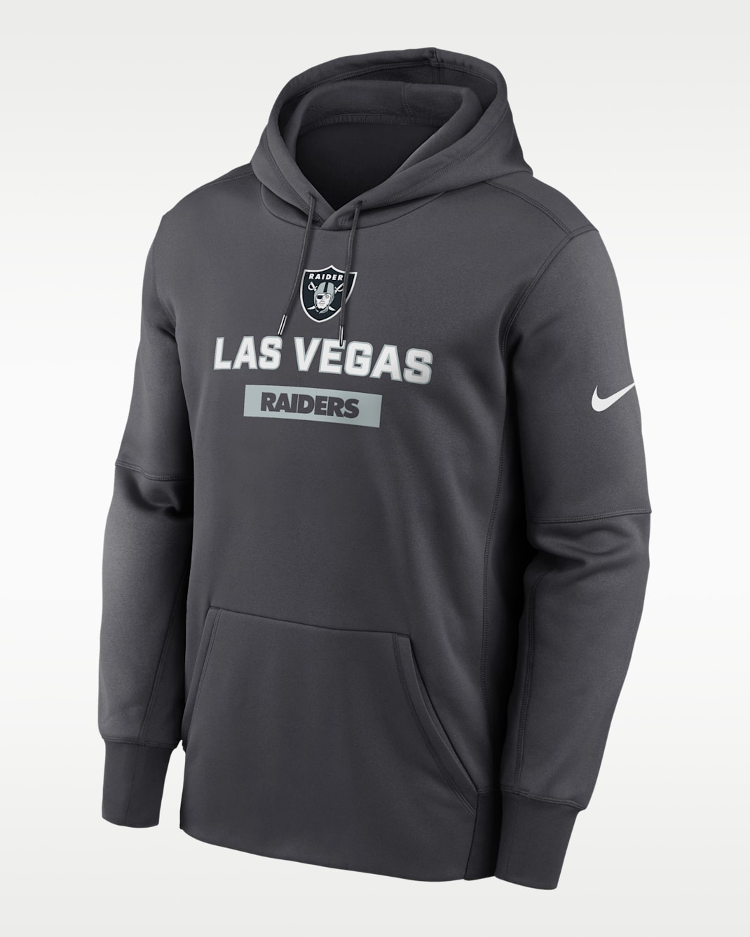 Las Vegas Raiders Toss Sweep Men’s Nike Therma NFL Pullover Hoodie - Anthracite
