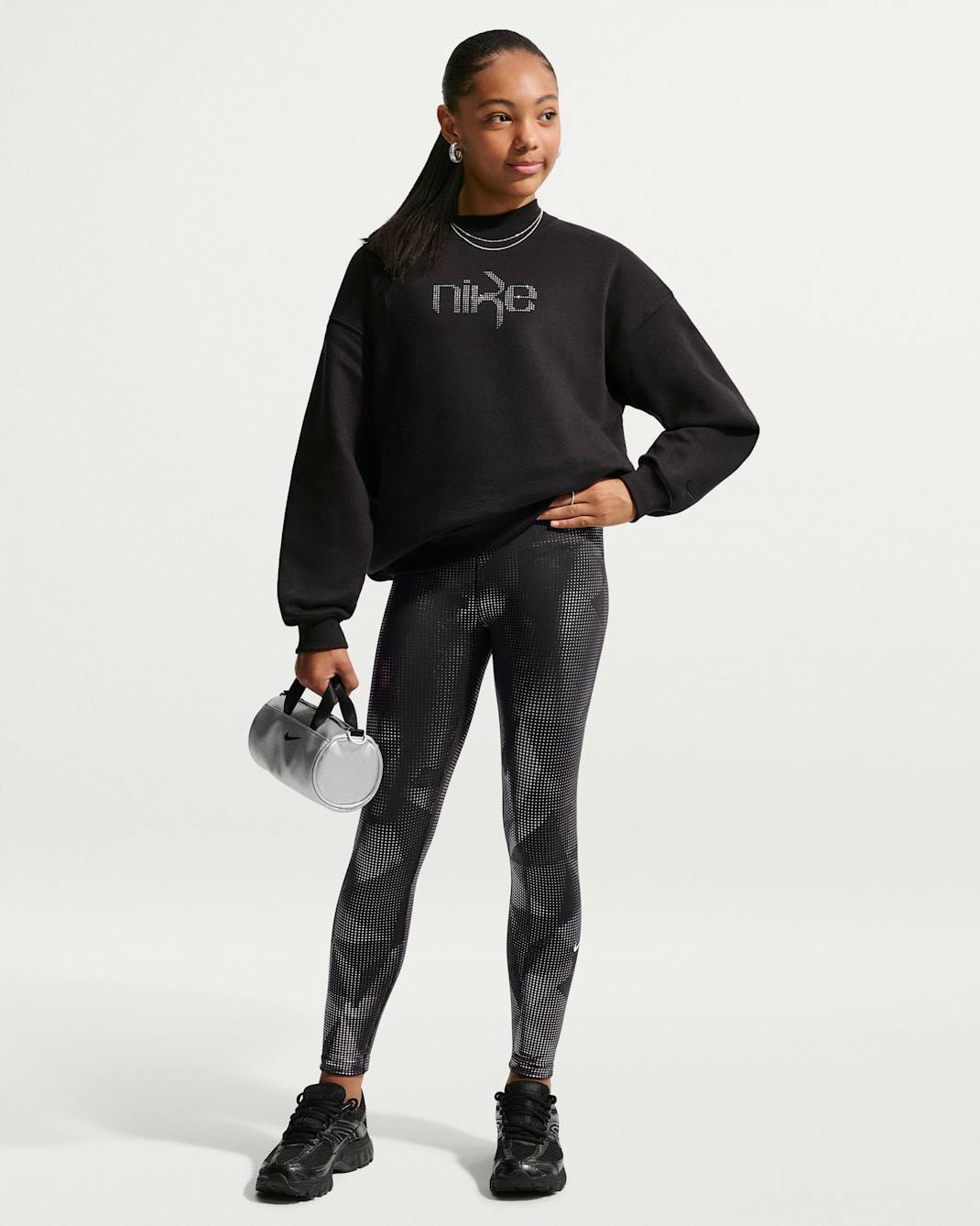 Nike One Big Kids' (Girls') Leggings - Black/White