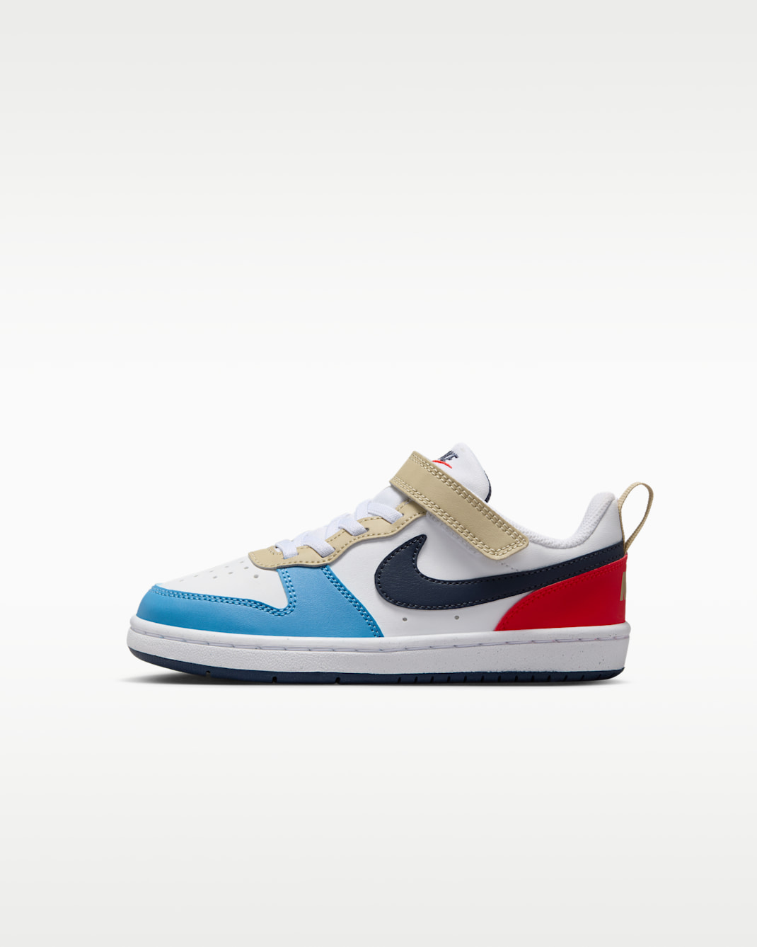 Nike Court Borough Low Recraft Younger Kids' Shoes - White/Light Crimson/Blue Beyond/Thunder Blue