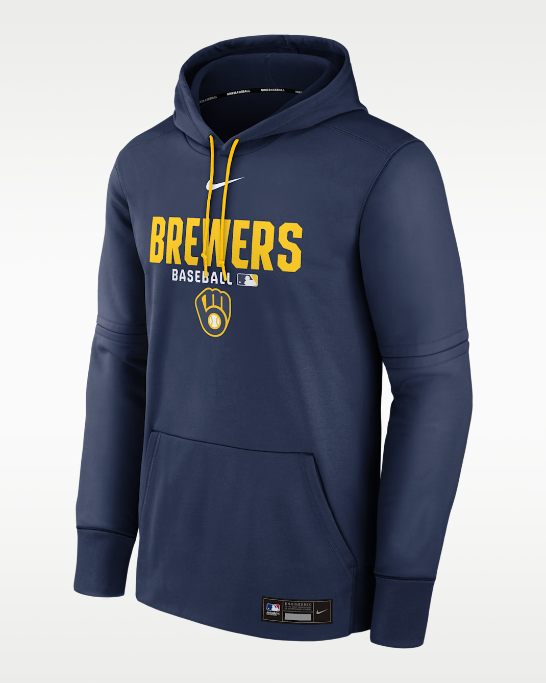 Milwaukee Brewers Authentic Collection Men's Nike Therma MLB Pullover Hoodie - Navy