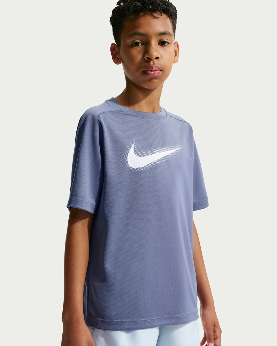 Nike Multi Older Kids' (Boys') Dri-FIT Graphic Training Top - World Indigo/White