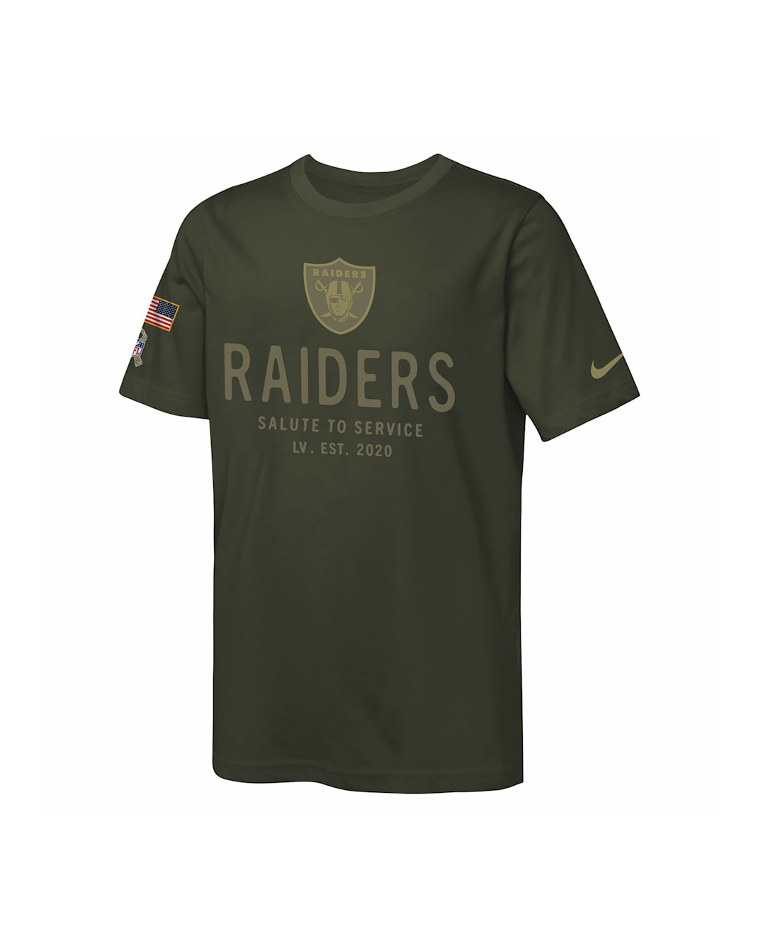 Las Vegas Raiders Salute to Service Sideline Big Kids’ Nike Dri-FIT NFL T-Shirt - Olive