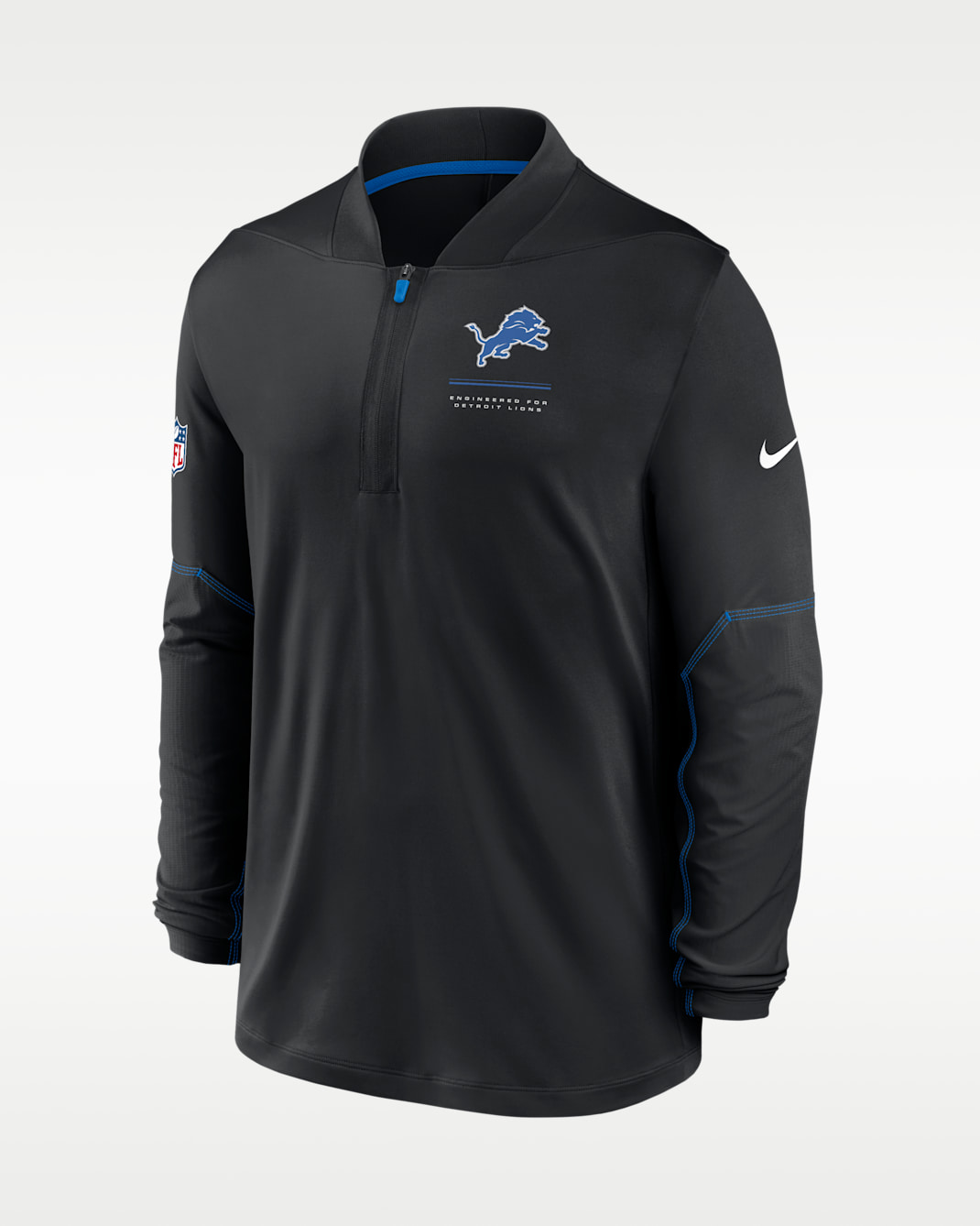 Playera Nike Dri-FIT de la NFL de medio cierre para hombre Detroit Lions Sideline - Negro