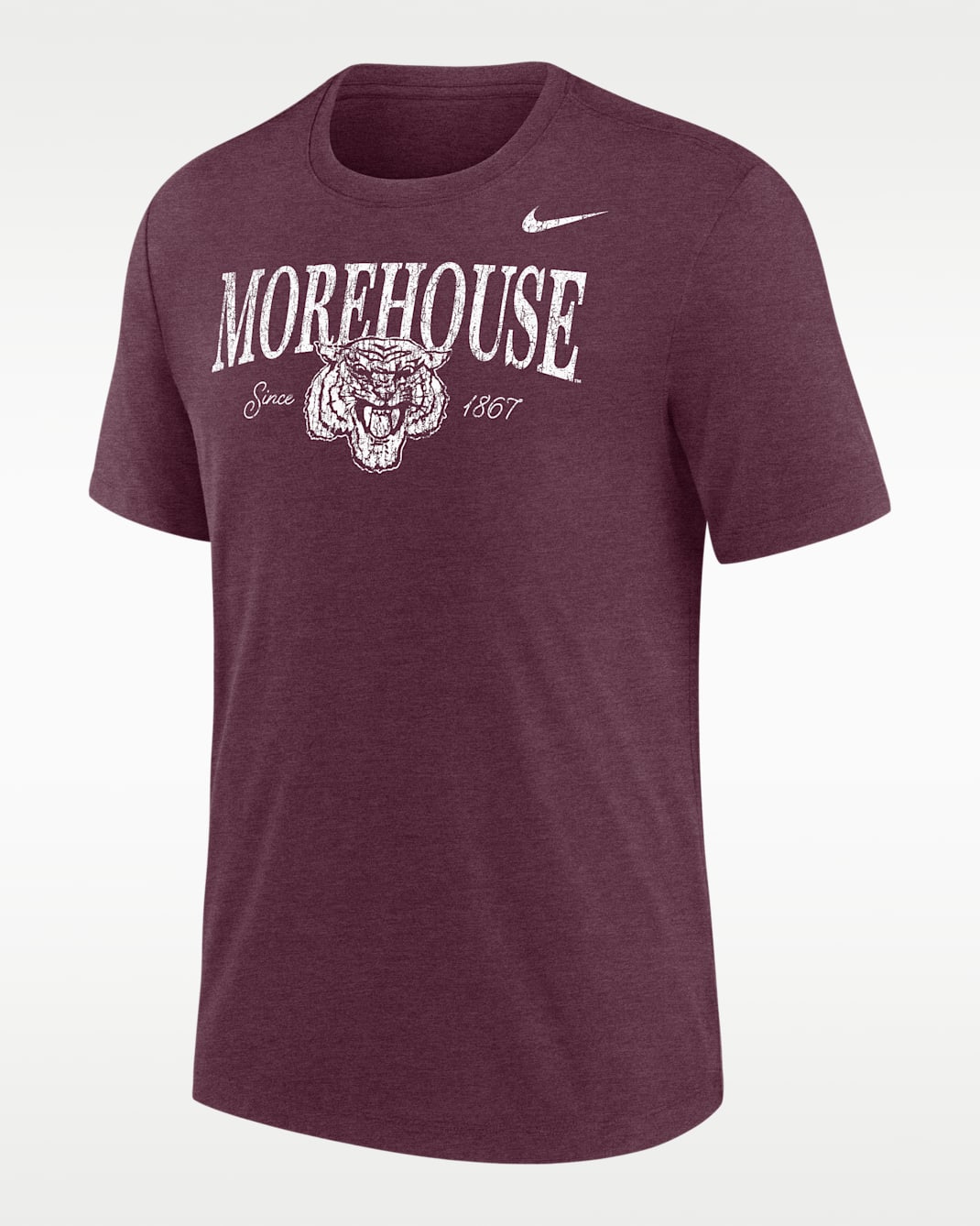 Nike College (Morehouse College) Men's Tri-Blend Short-Sleeve T-Shirt - Deep Maroon Heather