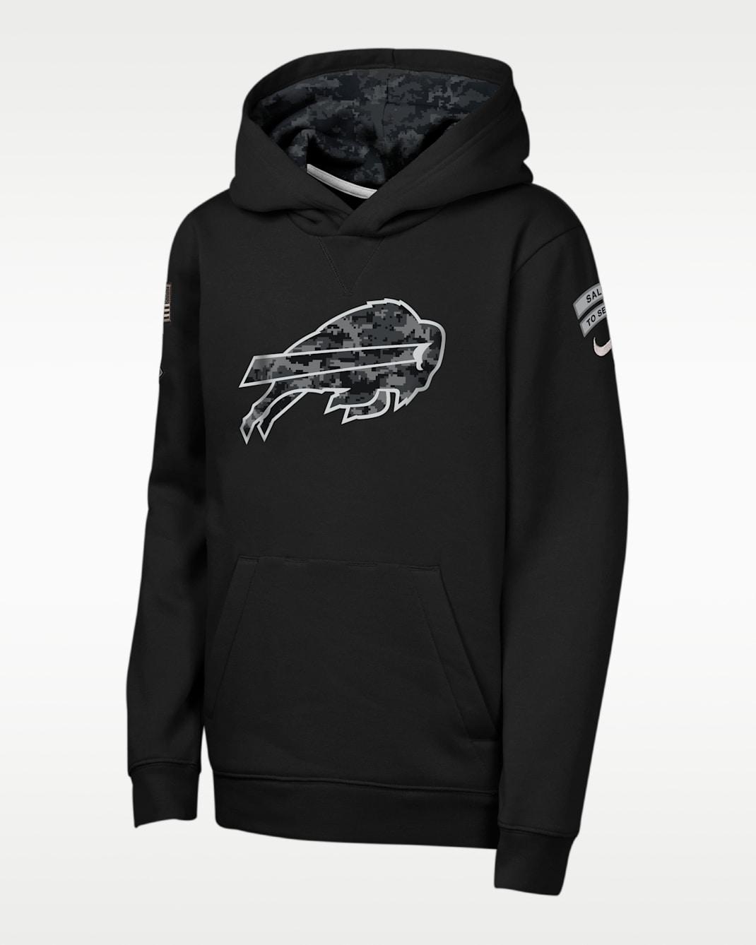 Sudadera con gorro sin cierre Nike de la NFL para niños talla grande Buffalo Bills Salute to Service Sideline Club - Negro
