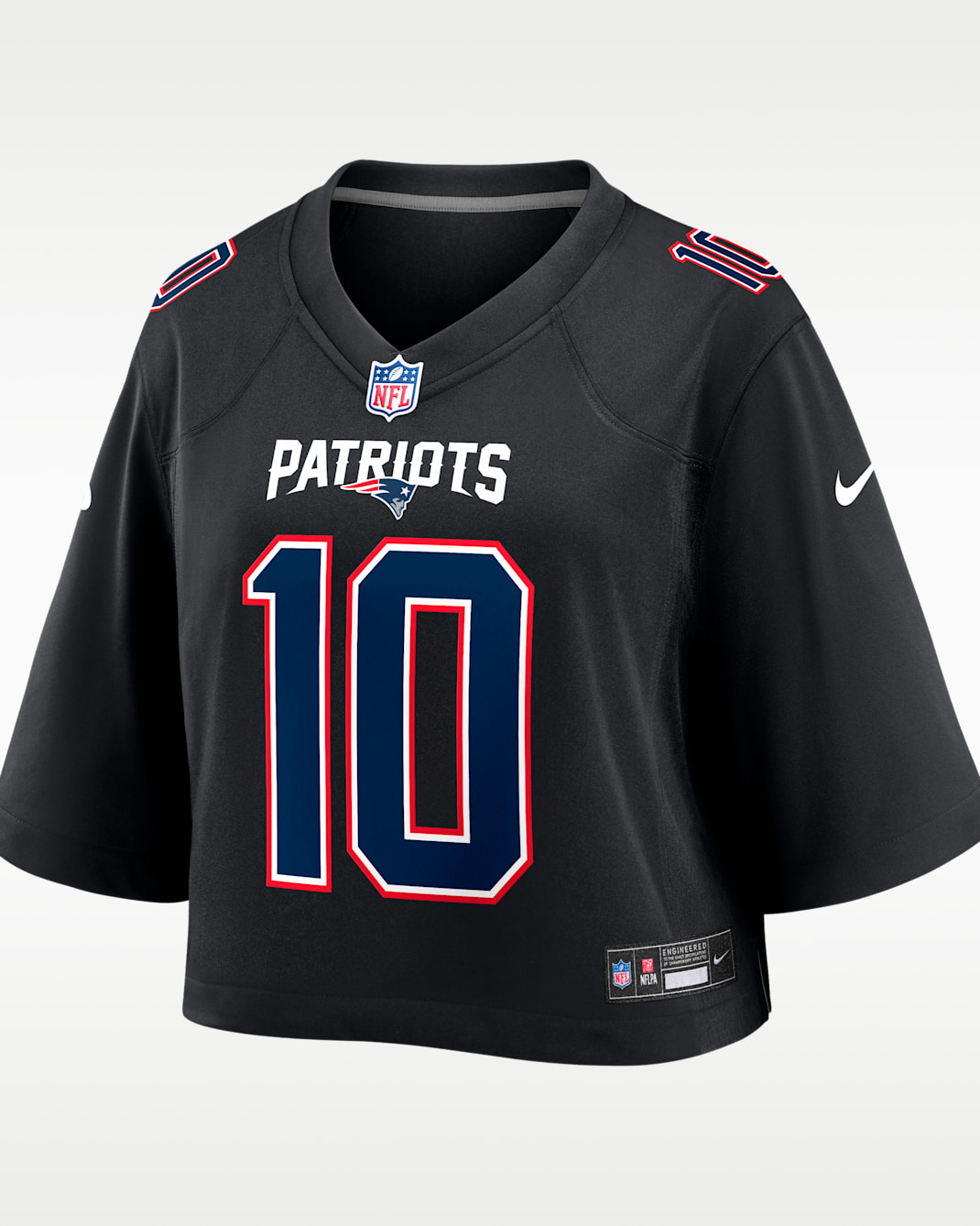 Drake Maye New England Patriots Women's Nike NFL Cropped Tundra Game Jersey - Black