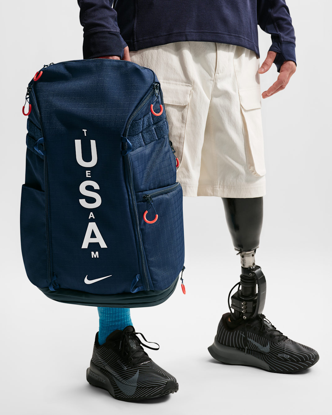 Nike Team USA Elite EasyOn Backpack (31L) - Obsidian/Chile Red/White