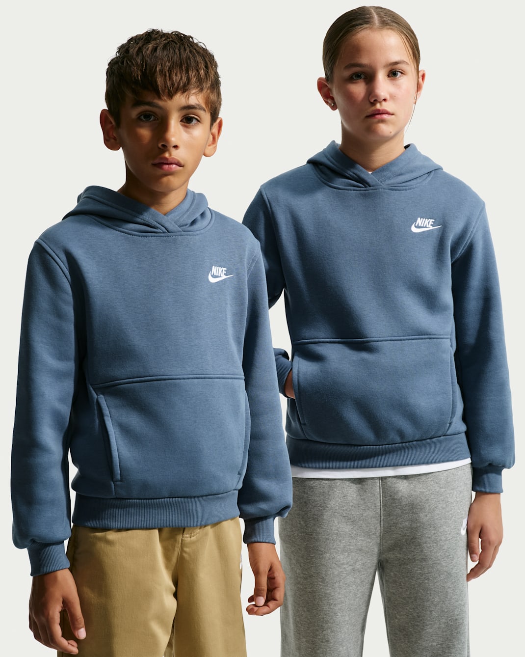 Sudadera con gorro sin cierre para niños talla grande Nike Sportswear Club Fleece - Azul difuso/Blanco