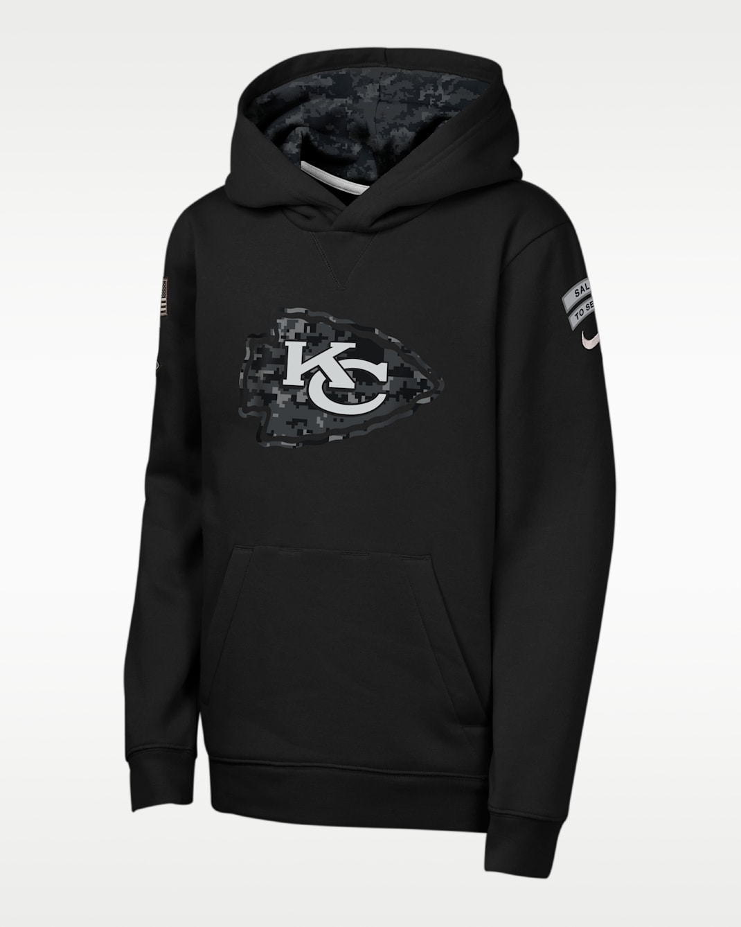 Sudadera con gorro sin cierre Nike de la NFL para niños talla grande Kansas City Chiefs Salute to Service Sideline Club - Negro