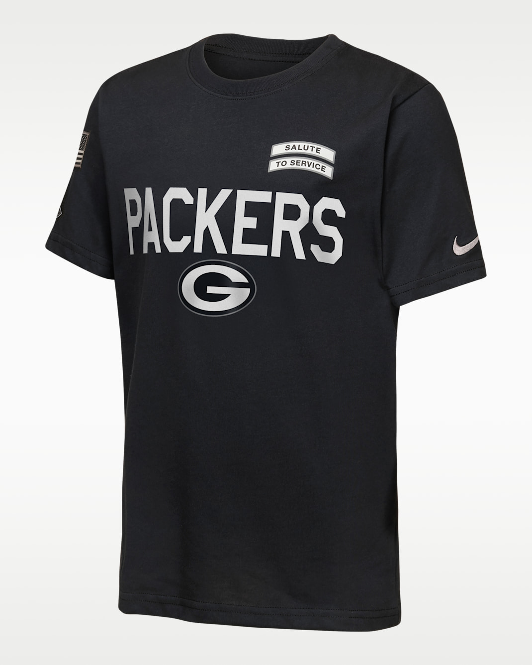 Green Bay Packers Salute to Service Sideline Big Kids' Nike Dri-FIT NFL T-Shirt - Black