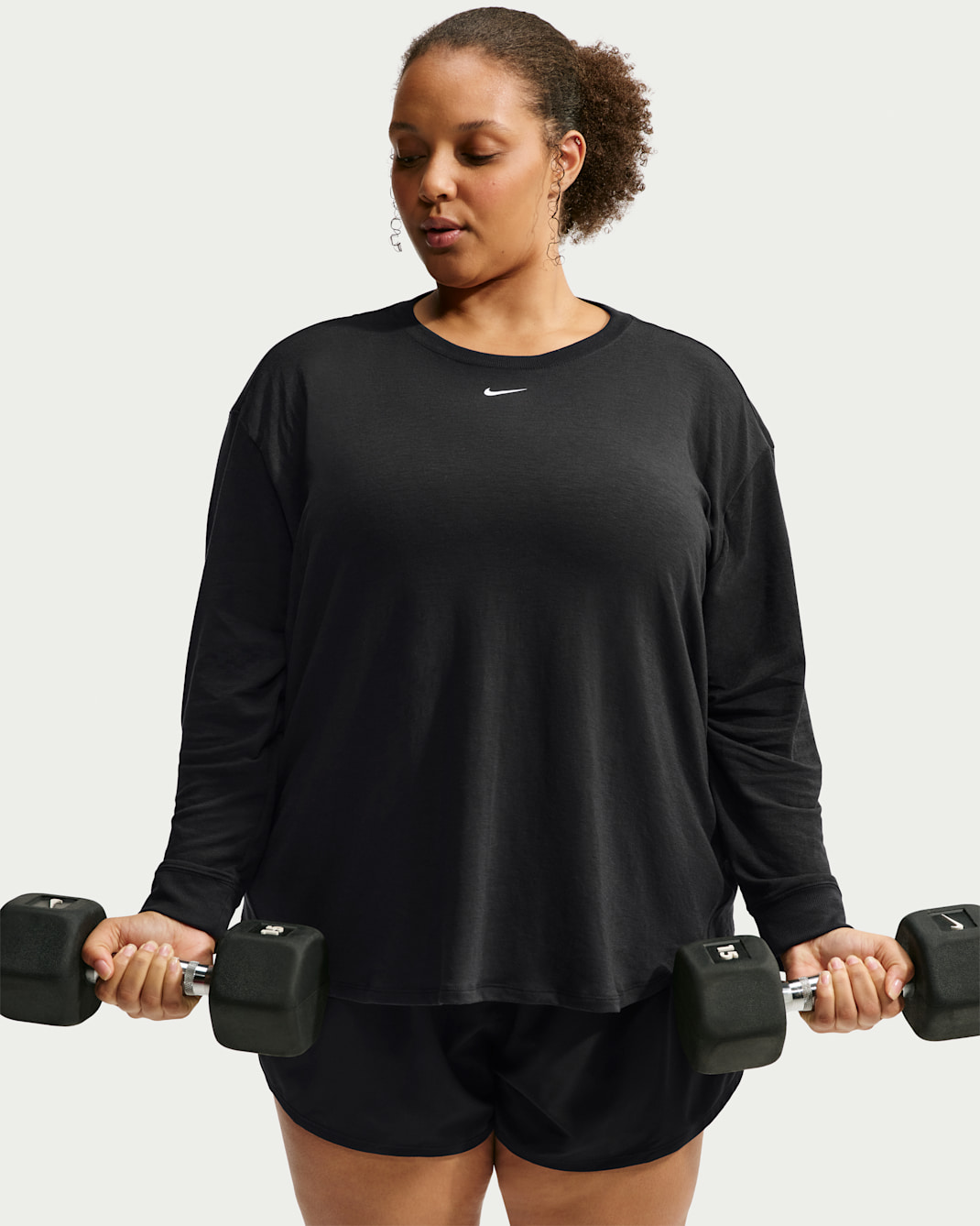 Nike One Relaxed Women's Dri-FIT Long-Sleeve Top (Plus Size) - Black/White