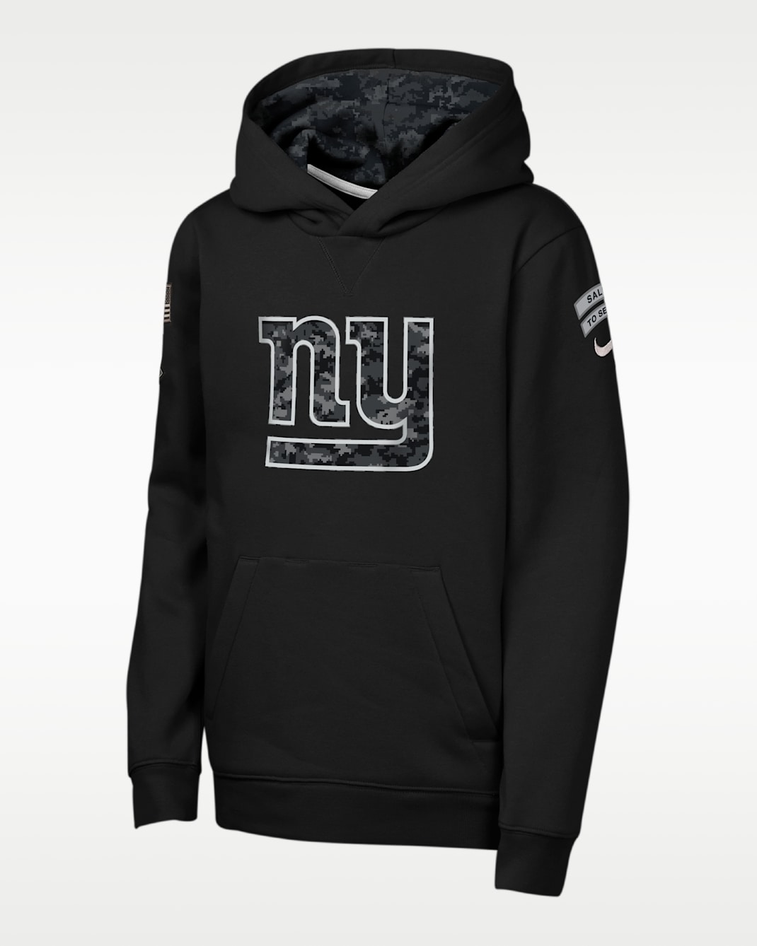 Sudadera con gorro sin cierre Nike de la NFL para niños talla grande New York Giants Salute to Service Sideline Club - Negro