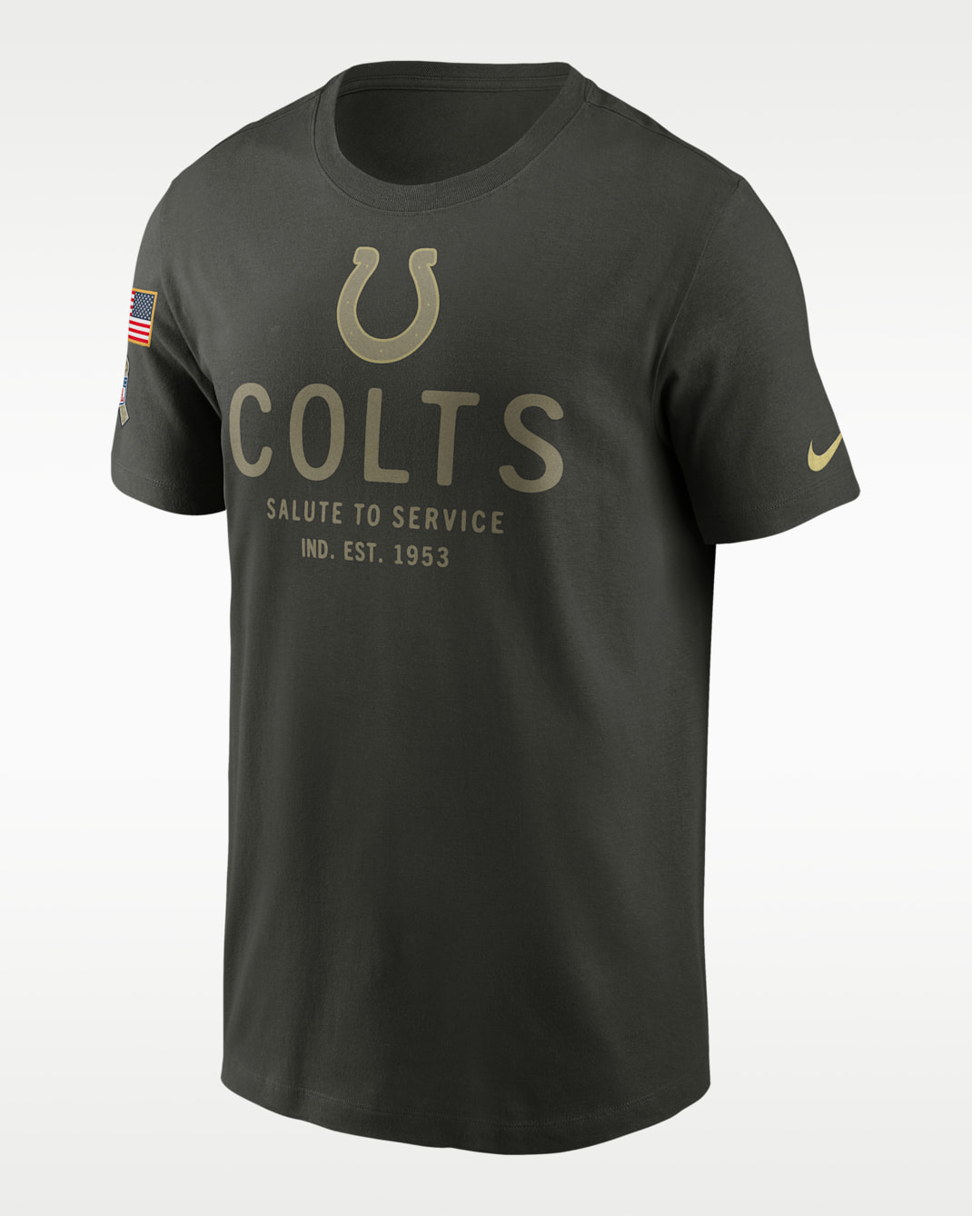Indianapolis Colts Salute to Service Sideline Primary Edge Men's Nike Dri-FIT NFL T-Shirt - Forest Green