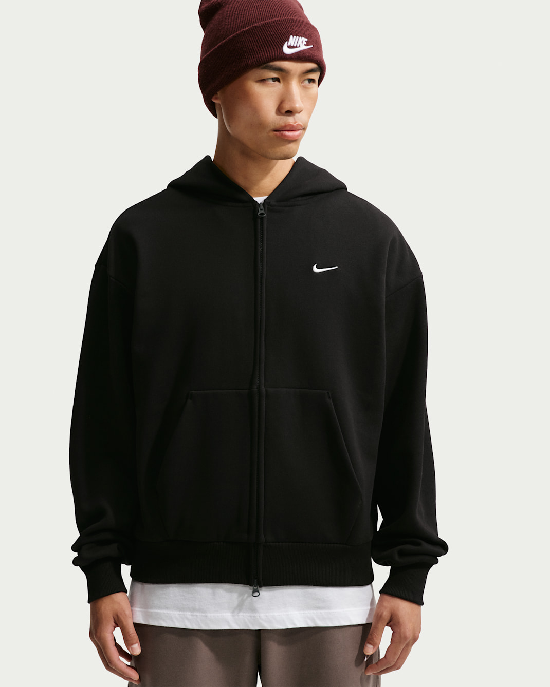 Nike Solo Fleece Men's Full-Zip Hoodie - Total Black/Sail
