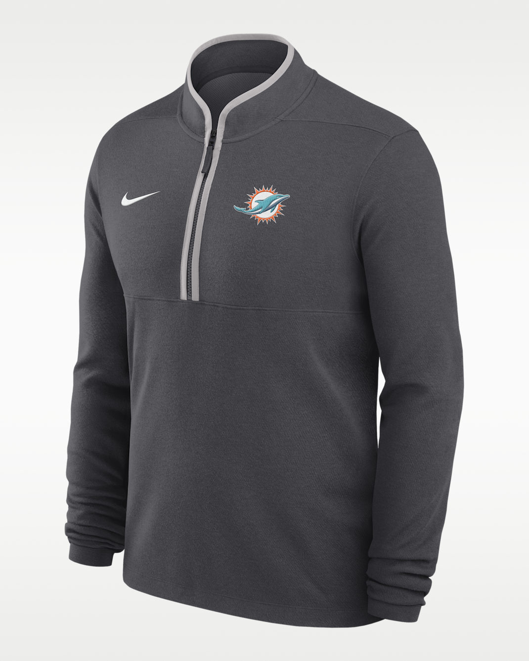 Miami Dolphins Logo Victory Men's Nike Dri-FIT NFL 1/2-Zip Long-Sleeve Top - Anthracite