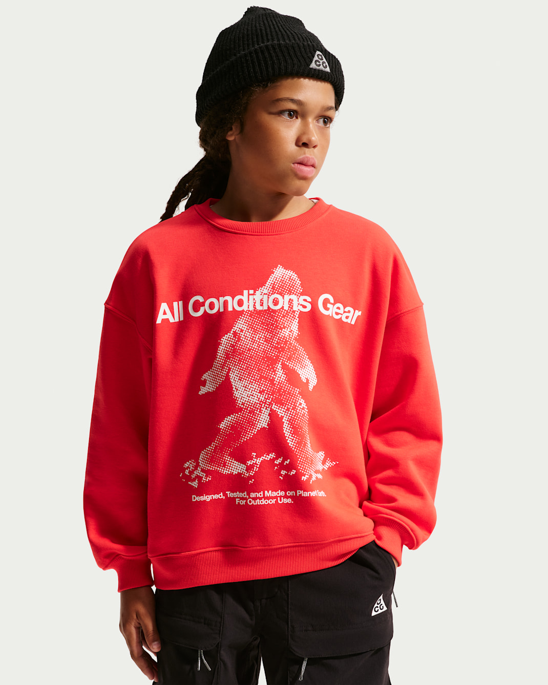 Nike ACG Big Kids' Yeti Crewneck Fleece Top - Light Crimson