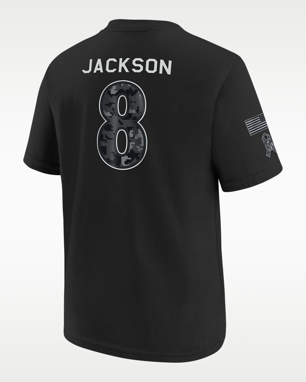 Lamar Jackson Baltimore Ravens Salute to Service Big Kids' Nike NFL T-Shirt