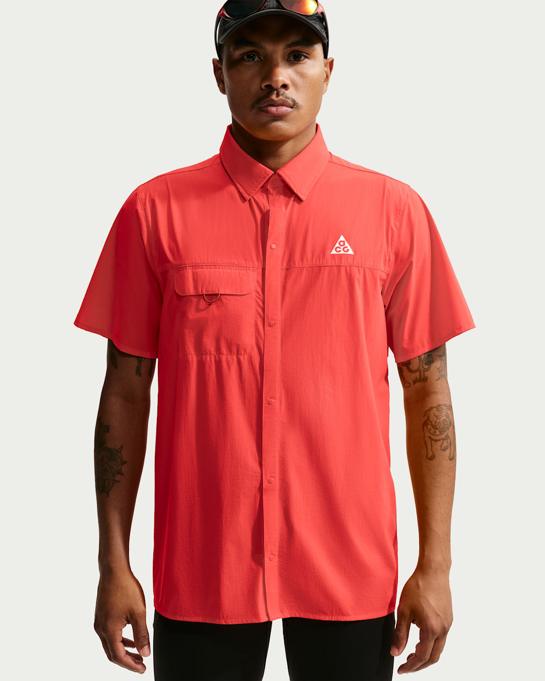 ACG "Aireez" Men's Button-Up Trail Running Top - Light Crimson/Summit White